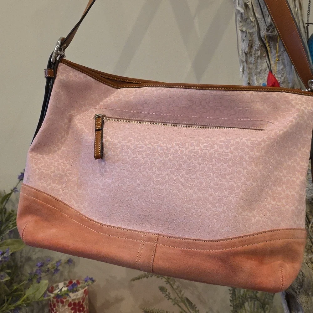 Coach Pink Soho Extra Large Tote With Micro C & Suede Trim